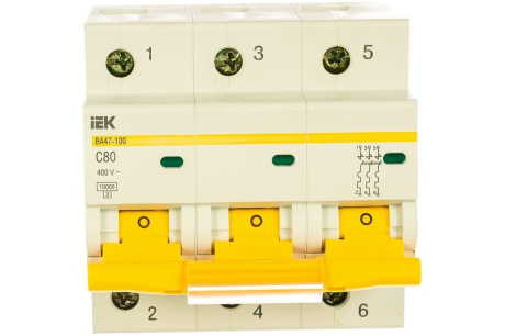 Купить АВТОМАТ СИЛОВОЙ ИЕК  ВА47-100  3х 80А 10kA модульный MVA40-3-080-C фото №2