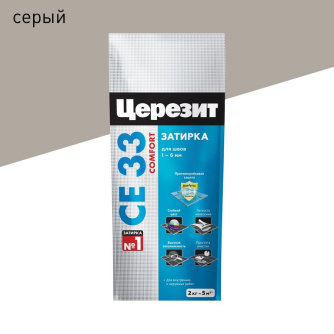 Купить Затирка для плитки для швов до 6мм СЕ33 Серая 2кг  CERESIT фото №1