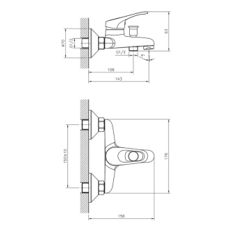 Купить Смеситель Decoroom DR21035 для ванны с коротким изливом  хром фото №2