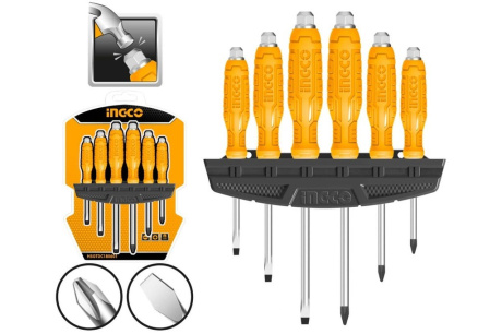 Купить INGCO Набор ударных отверток 6шт с держателем  HSGTDC180601 фото №2