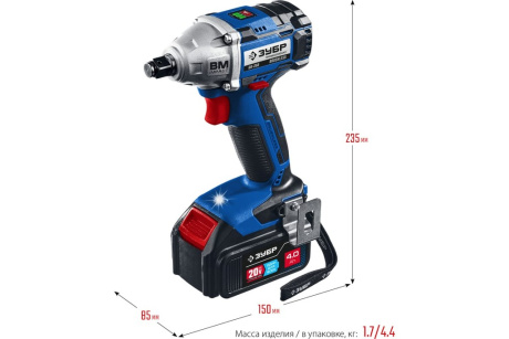 Купить Гайковерт акк. ЗУБР GB-250-42 20В Проф. бесщет  2 АКБ  4Ач  кейс фото №13