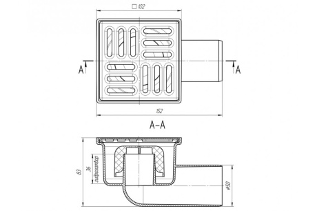 Купить Трап Анипласт TA5102 горизонтальный 10*10 выпуск 50 с решеткой нерж. 008269 фото №2